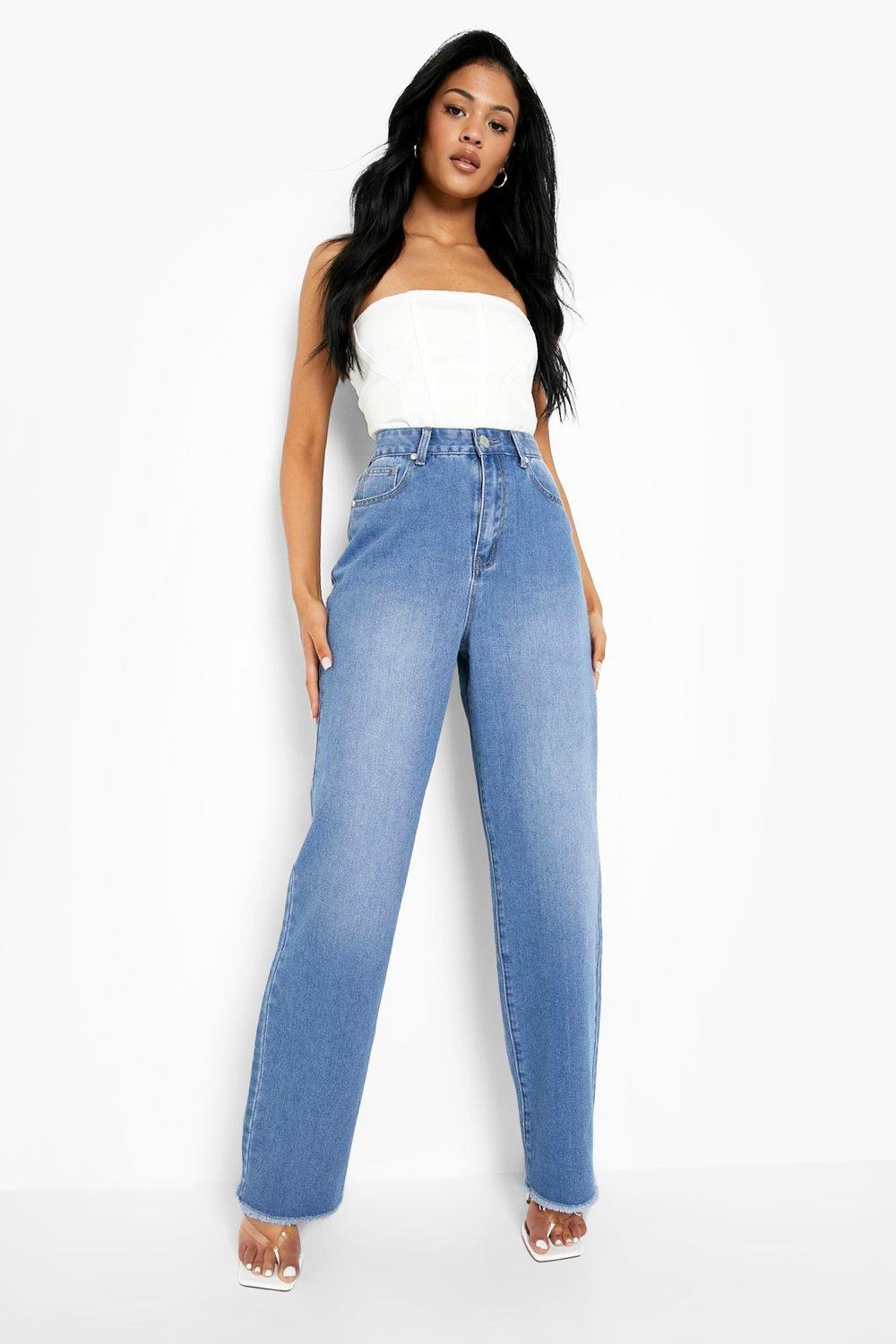 Frayed wide best sale leg jeans